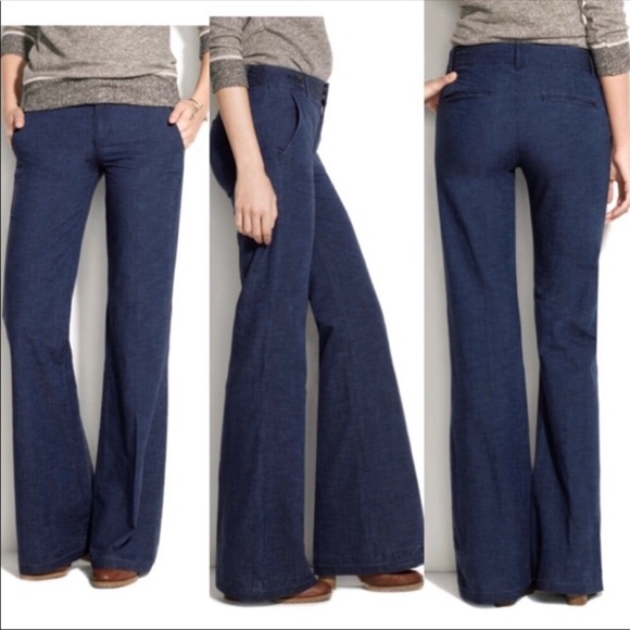 Madewell Pants - MADEWELL Size 27 Blue Cotton Widelegger Pants